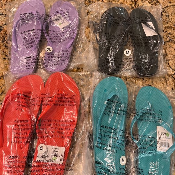 Easy USA Flip Flops, Women's Sizes M and XL in Aqua, Purple, Black, and Red - Picture 2 of 4